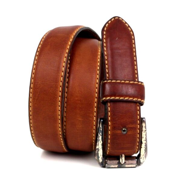 Fossil BROWN GENUINE LEATHER 1 1/8"Wd STITCH DRESS CASUAL MEN'S BELT 32/80 (X37 - Picture 1 of 16